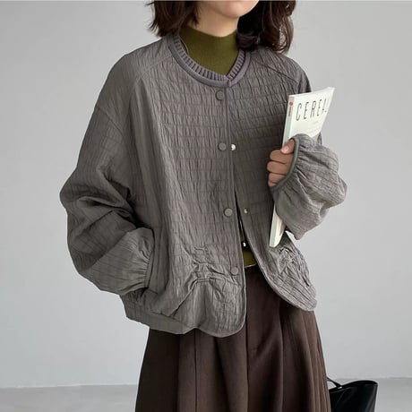 gathered collarless jacket　MA2271