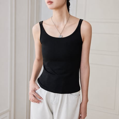 white u neck double strap camisole　MA2134