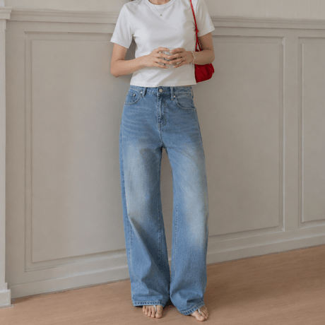 wash wide straight denim pants　MA2082
