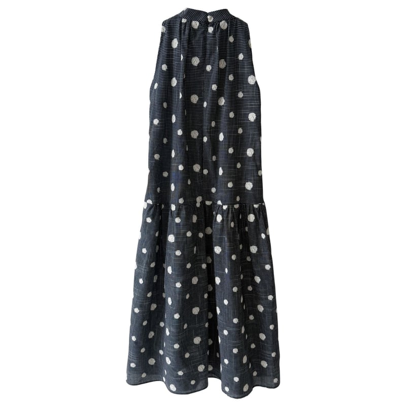 dot embroidery check sleeveless one piece MA199