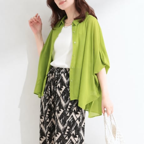 open collar oversized short sleeve shirt/2color　MA2093