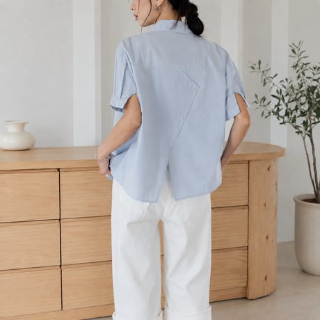 back slit short sleeve shirt/2color　MA2032