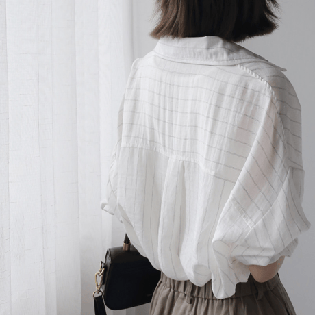 linen blend sheer stripe over shirt/3color　MA2034