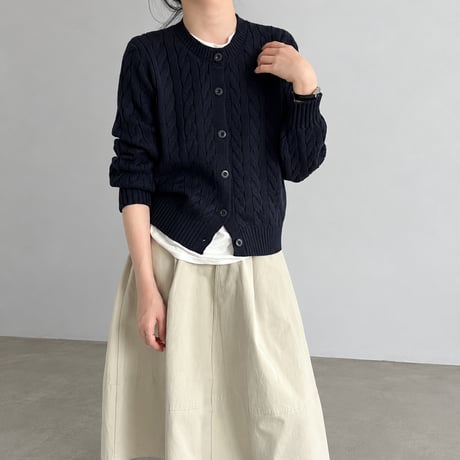 cable crew neck knit cardigan /4color　MA2291