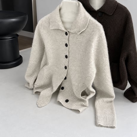high neck button knit cardigan /2color　MA2289