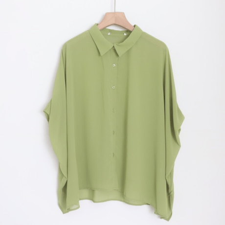 open collar oversized short sleeve shirt/2color　MA2093