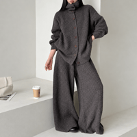 high neck knit cardigan and pants set /2color　MA2292