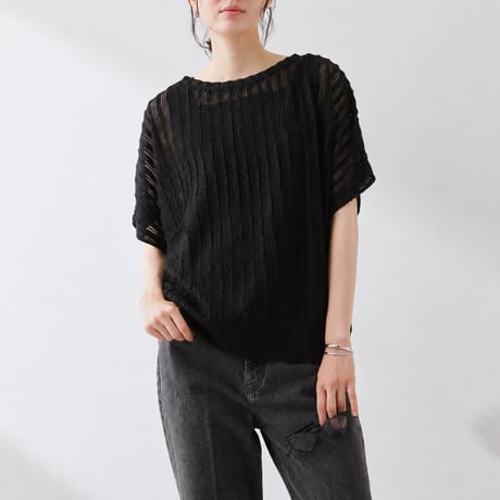 crew neck cutwork short sleeve knit pullover　MA2092