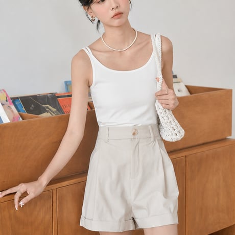 white u neck double strap camisole　MA2134