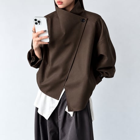 asymmetric stand collar jacket /2color　MA2284