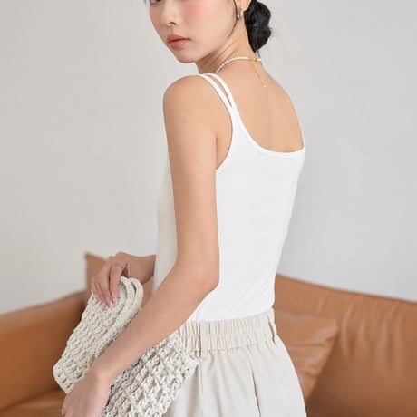 white u neck double strap camisole　MA2134