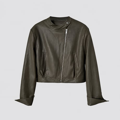 stand collar pu leather short jacket　MA2223