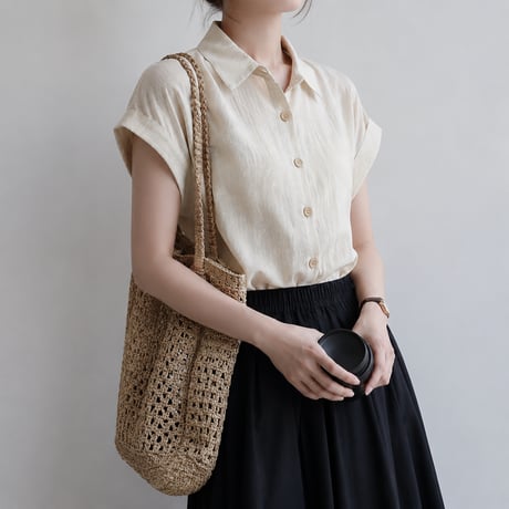 cotton french sleeve shirt/2color　MA2035