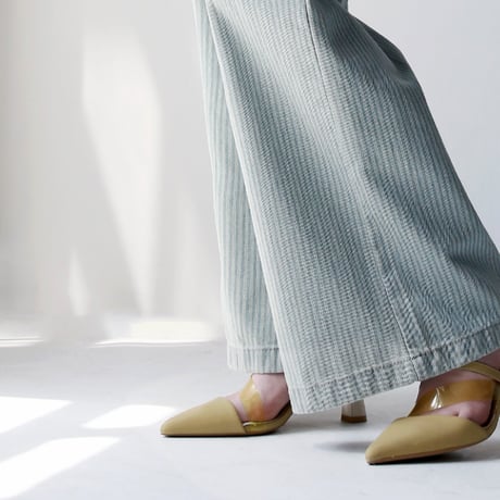 retro stripe washed wide leg denim pants　MA2033