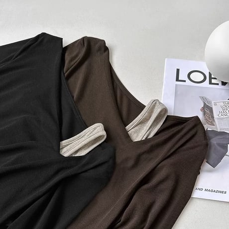 asymmetric layered long sleeve top /2color　MA2288