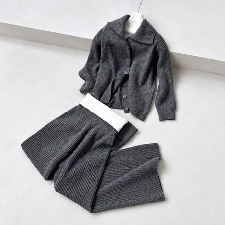 high neck knit cardigan and pants set /2color　MA2292