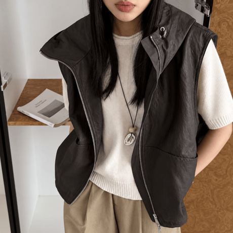 hooded zip up vest　MA2226