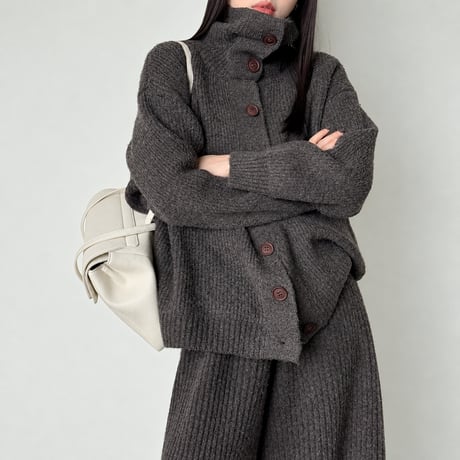 high neck knit cardigan and pants set /2color　MA2292