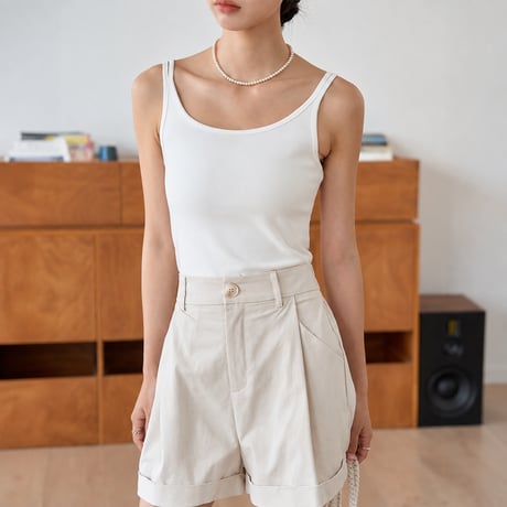 white u neck double strap camisole　MA2134
