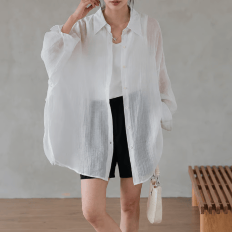 sheer light long shirt jacket/2color　MA2026