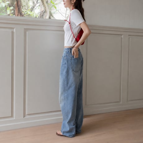 wash wide straight denim pants　MA2082