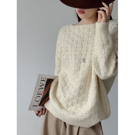 boat neck cable knit pullover　MA2264