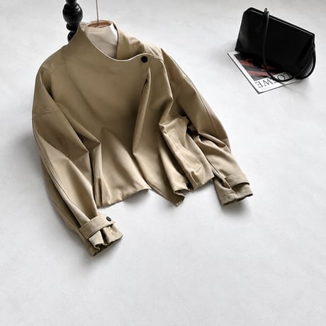 asymmetric stand collar jacket /2color　MA2284