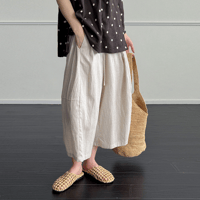 linen gathered cropped pants /2color　MA2077