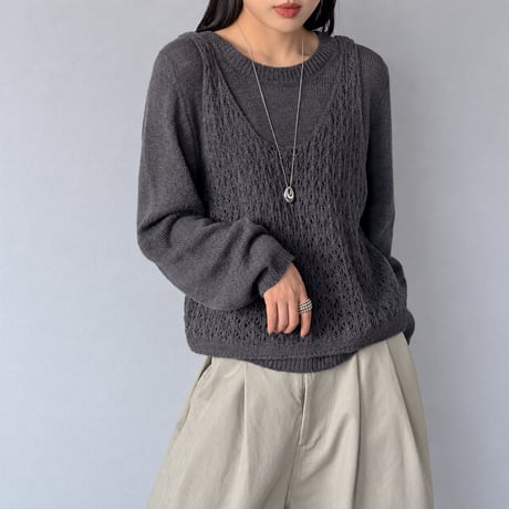 openwork knit ensemble /4color　MA2293