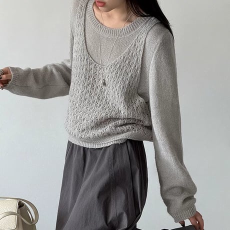openwork knit ensemble /4color　MA2293