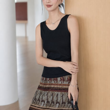 v neck rib camisole　MA2133