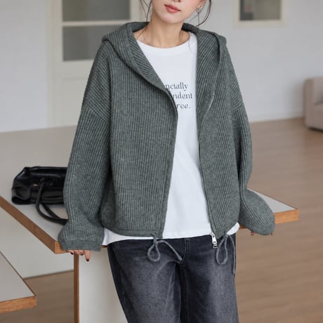 hooded zip knit cardigan　MA2147