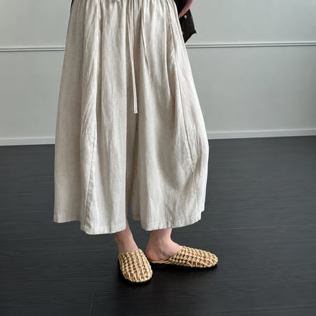 linen gathered cropped pants /2color　MA2077