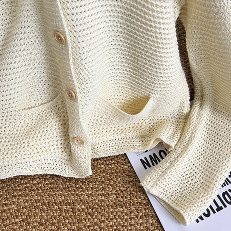 waffle knit cardigan /2color　MA2287