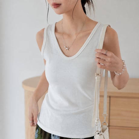 v neck rib camisole　MA2133