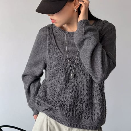 openwork knit ensemble /4color　MA2293