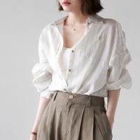 linen blend sheer stripe over shirt/3color　MA2034