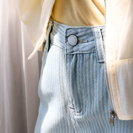 retro stripe washed wide leg denim pants　MA2033