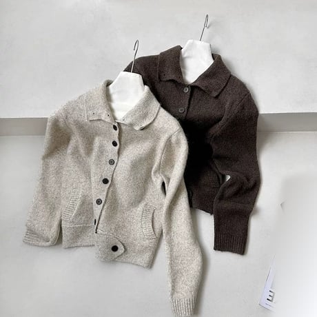 high neck button knit cardigan /2color　MA2289
