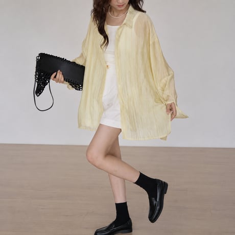 sheer stripe over shirt jacket/2color　MA2028