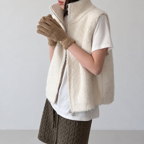 stand collar zip up vest /2color　MA2285