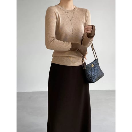 bicolor cuff crew neck knit　MA2273