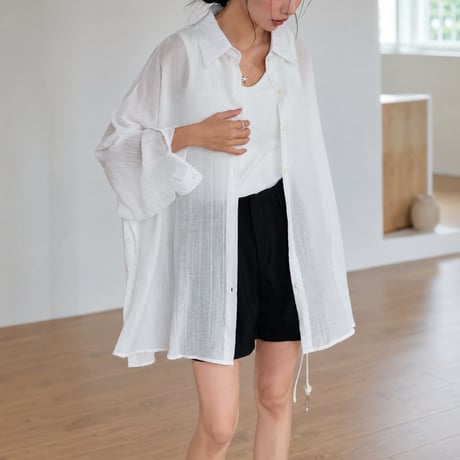 sheer light long shirt jacket/2color　MA2026