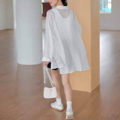 sheer light long shirt jacket/2color　MA2026