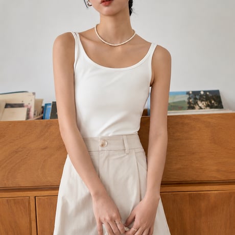 white u neck double strap camisole　MA2134