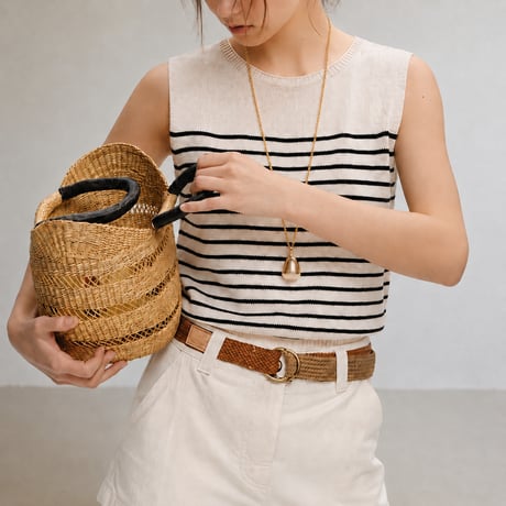 french stripe crew neck knit vest　MA2080