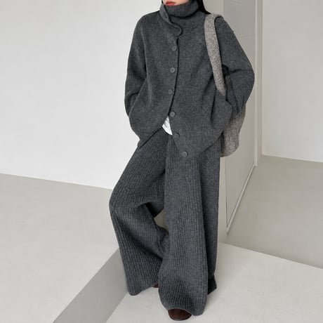 high neck knit cardigan and pants set /2color　MA2292