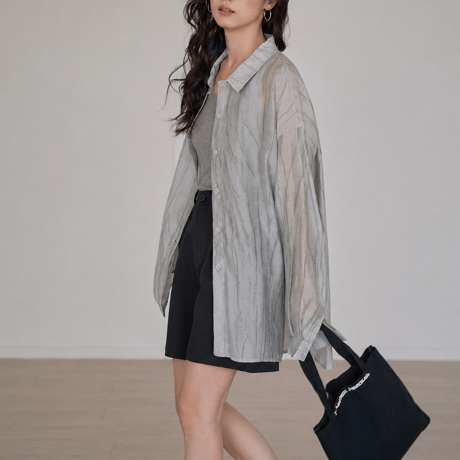 sheer stripe over shirt jacket/2color　MA2028