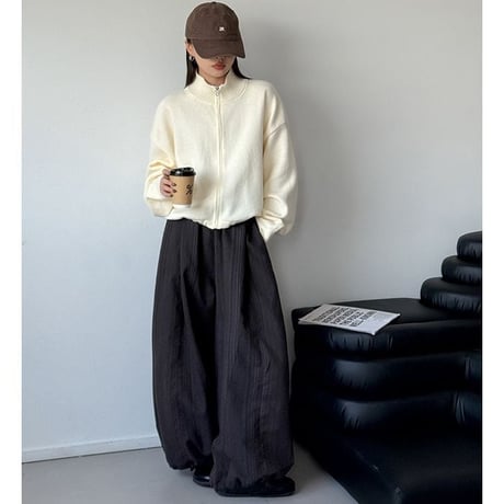 high neck zip up knit cardigan　MA2266