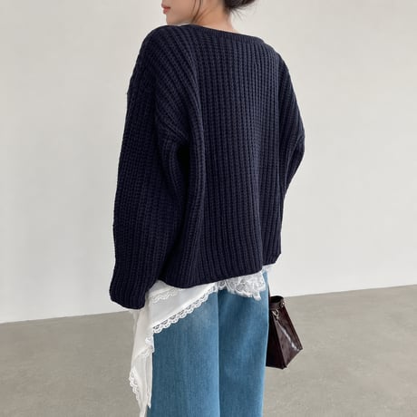 deep v-neck loose cardigan　MA2189